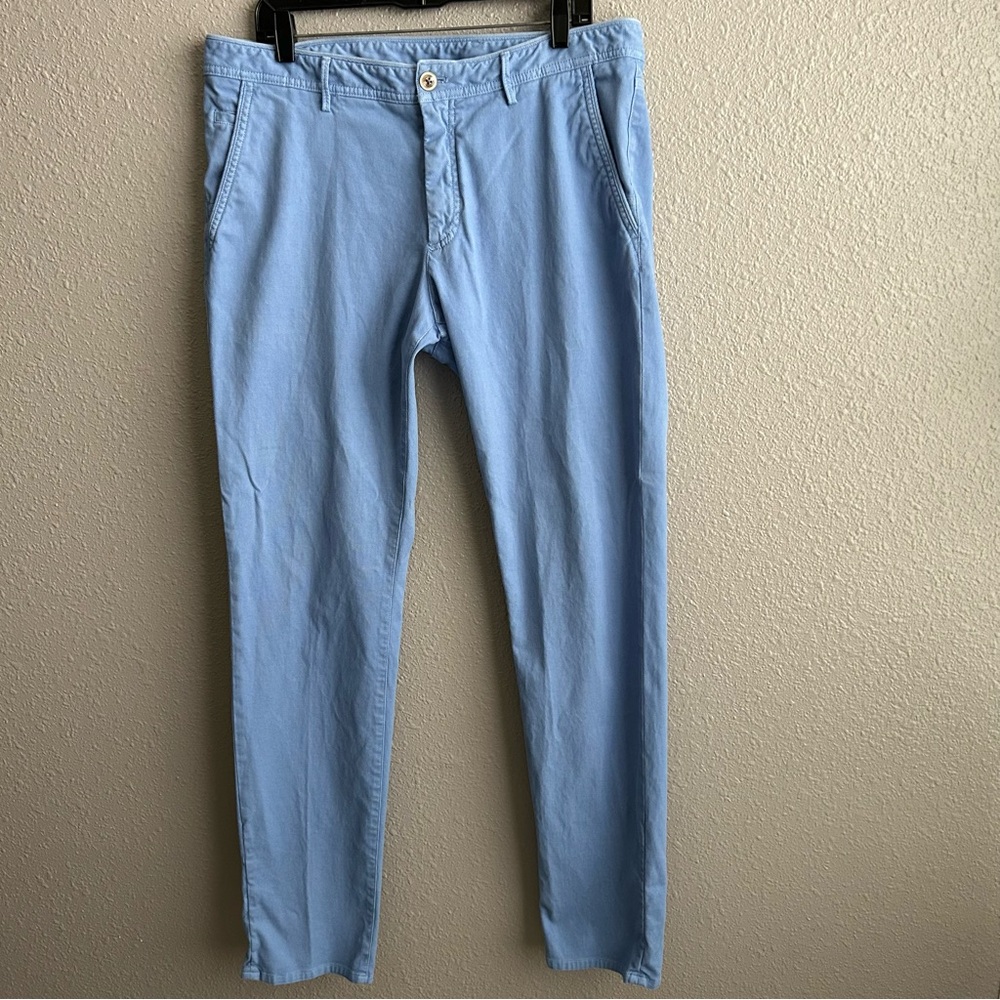 Massimo Dutti‎ Blue Slim Fit Chino Flat Front Pants